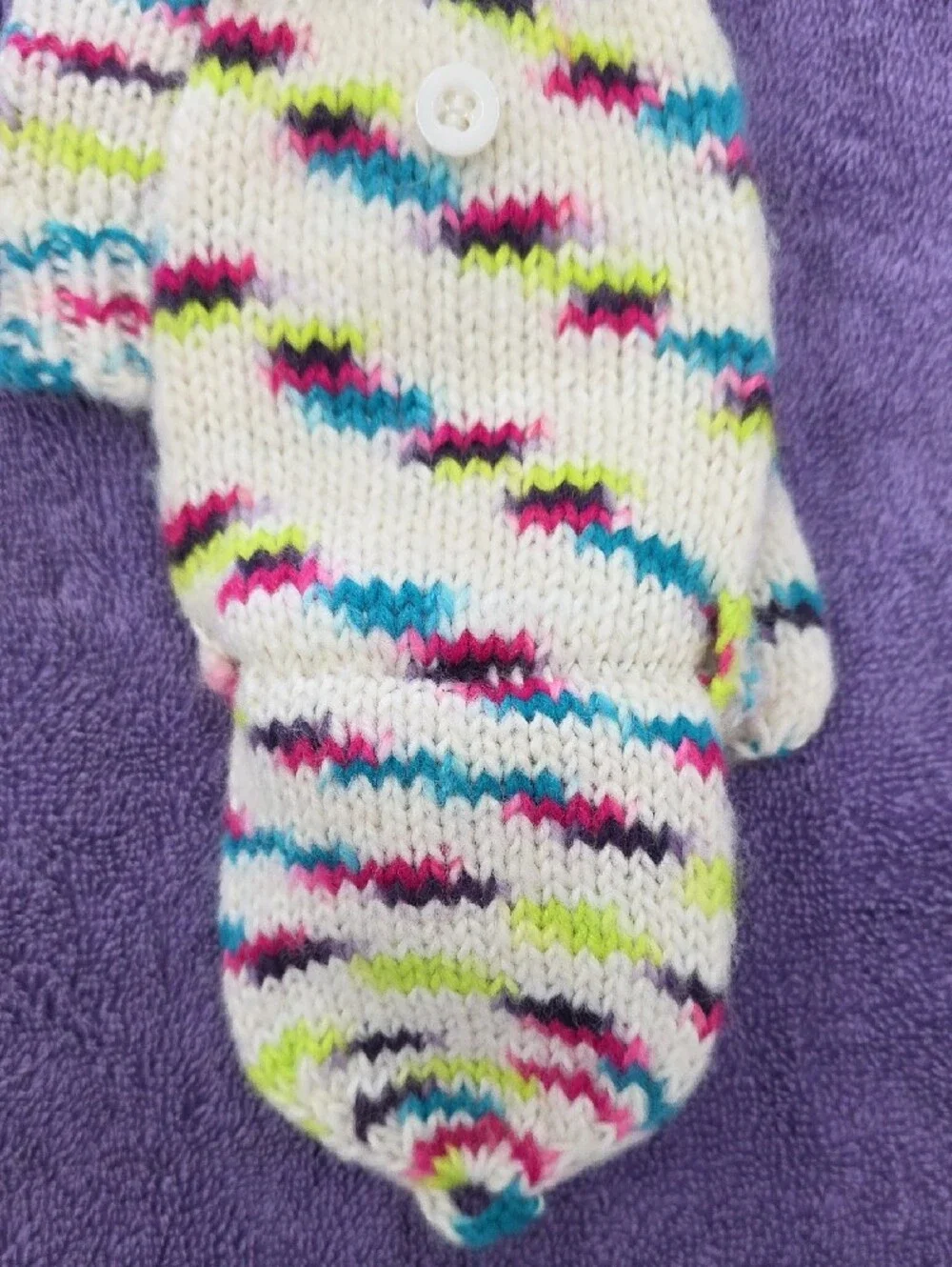 NWT Joe Boxer Kids Multicolor Knit Convertible Mittens - White with Neon Accents